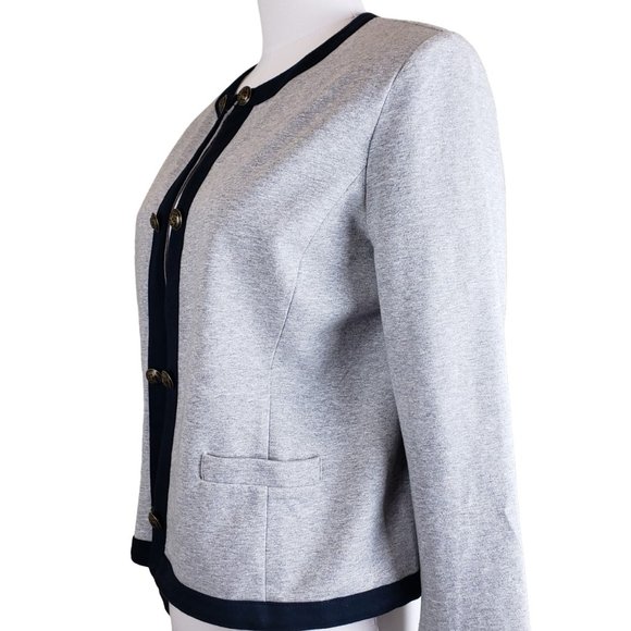 Tommy Hilfiger NEW Women Gray Heather Contrast Trim Open Front Jacket M - Picture 5 of 12